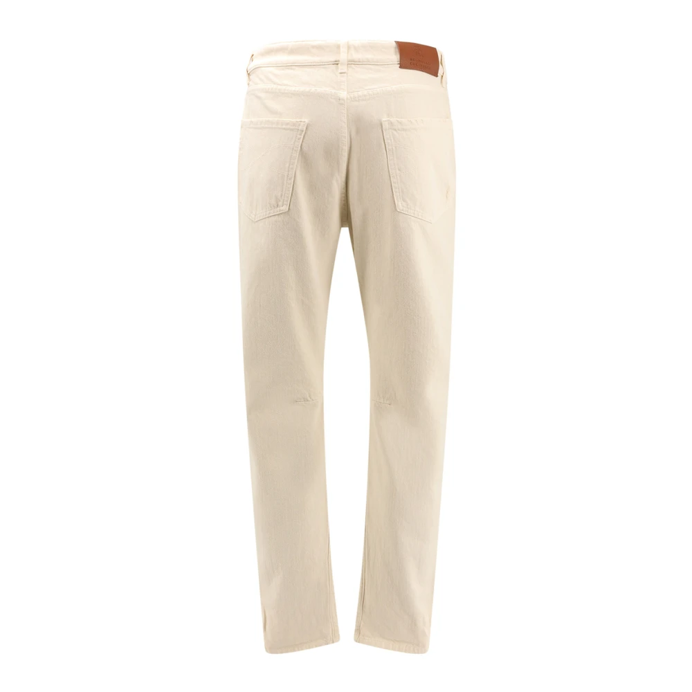 BRUNELLO CUCINELLI Gescheurde Katoenen Broek Beige Heren