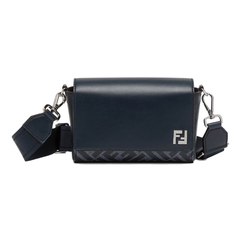 Fendi Blauwe Crossbody Tas met FF Appliqué Blue Heren