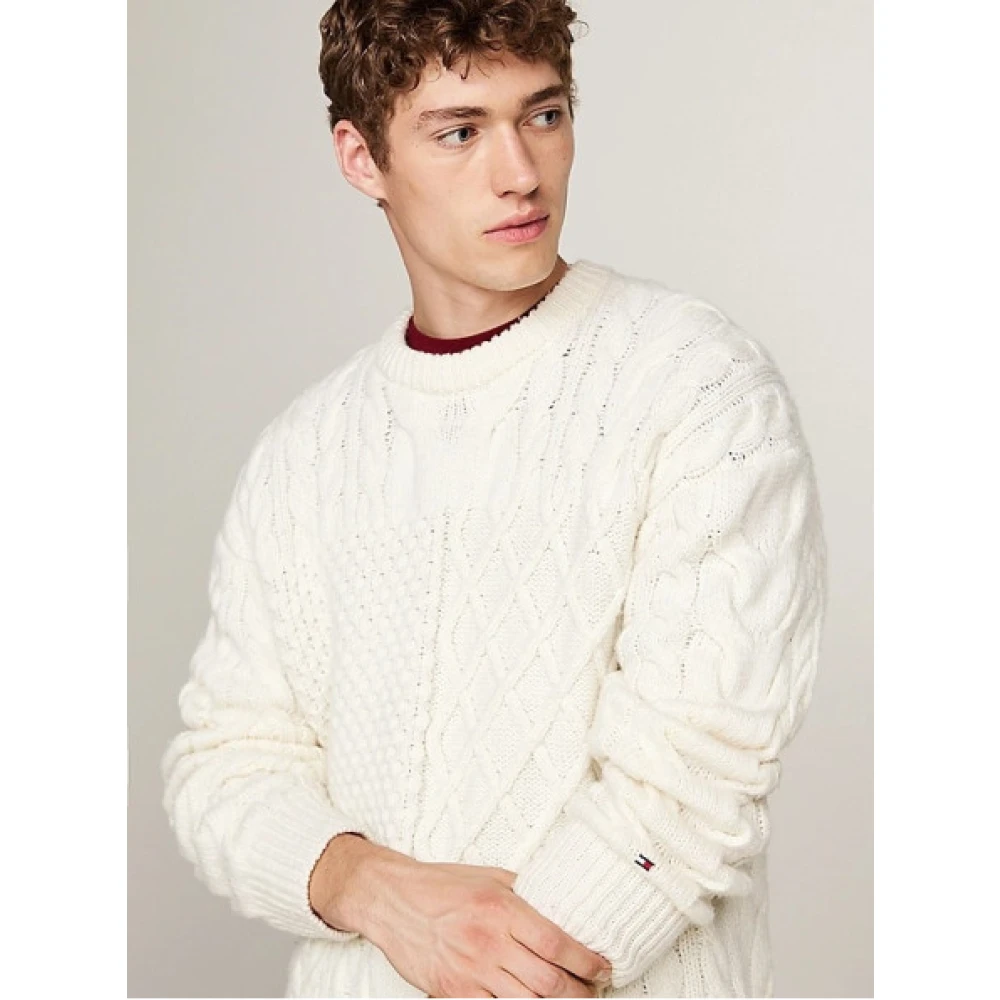 Tommy Hilfiger Gemengde wol gebreide trui Beige Heren