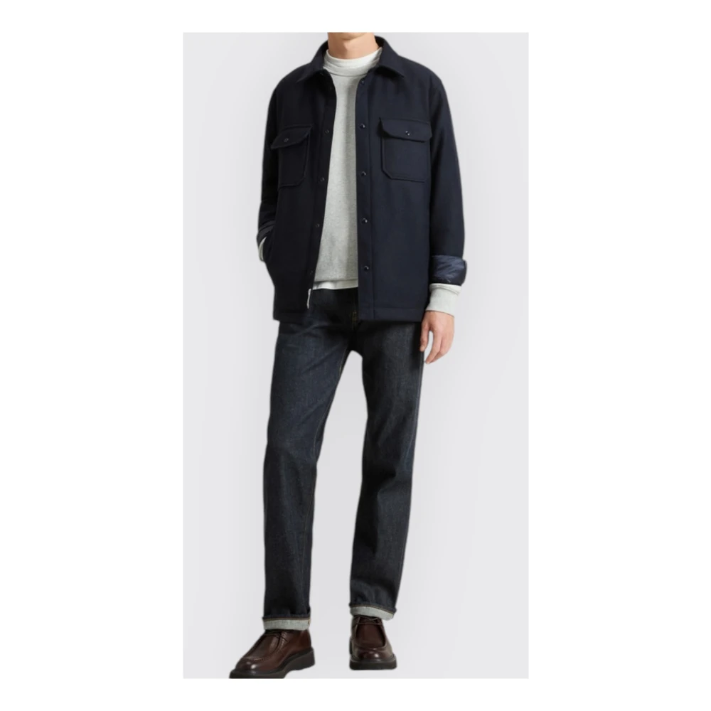 Woolrich Alaskan Wool Overshirt Blue Heren