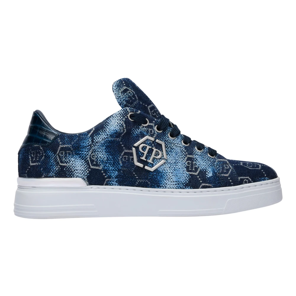 Philipp Plein Low-Top Sneakers Jacquard Monogram unisex Schoenen Blauw