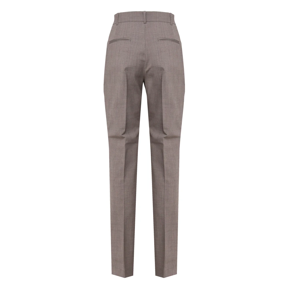 pinko Wollen Hoge Taille Taupe Broek Beige Dames