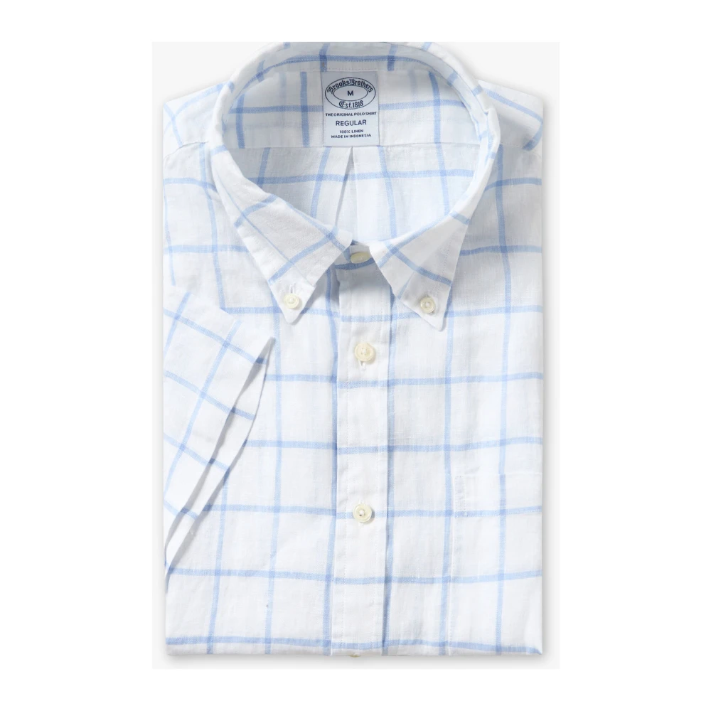 Brooks Brothers Wit Overhemd van Wit Linnen met Knoop-Down Kraag White Heren