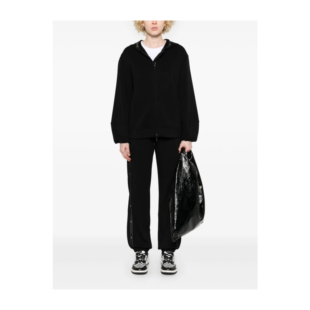 Emporio Armani Zwarte Sweater met Ritssluiting en Capuchon Black Dames