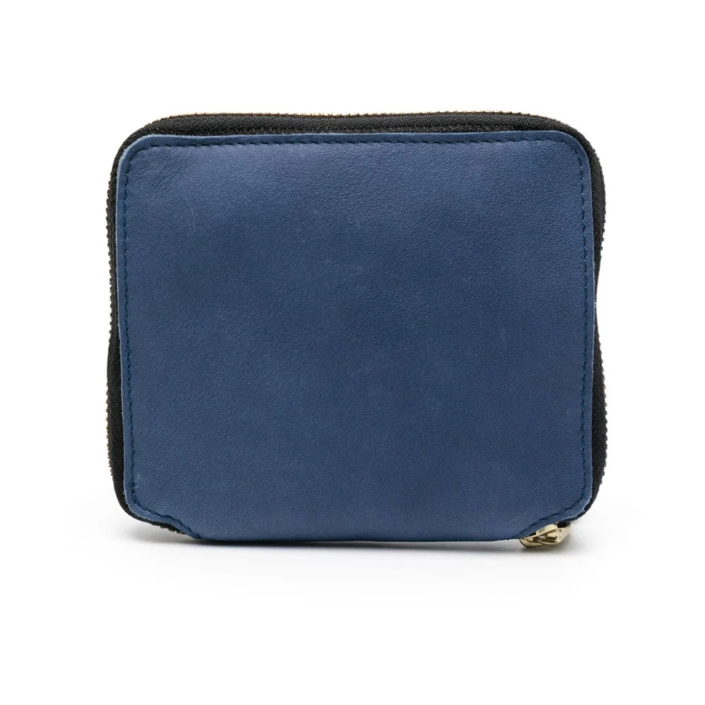 Comme des Garçons Blauw Leren Ritsportemonnee Blue Heren