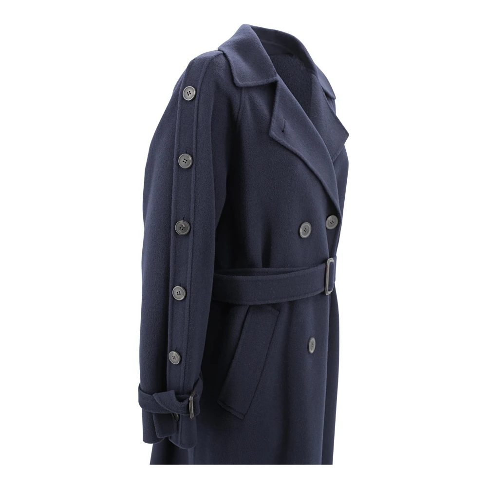 Max Mara Weekend Blauwe Wollen Trenchcoat Blue Dames