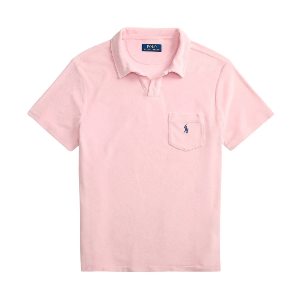 Polo Ralph Lauren Men's Pink Polo Shirts, M, Terry Pocket Polo