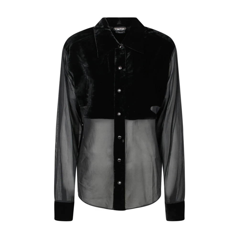 Tom Ford Women's Black Silk Panelled Buttoned Shirt - Shirts - Xs - Blouses & Shirts