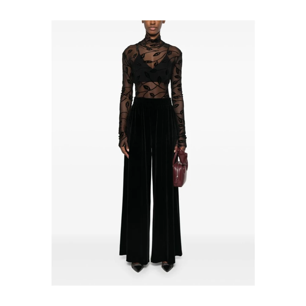 Norma Kamali Zwarte Doorschijnende Top Met Ronde Hals Black Dames
