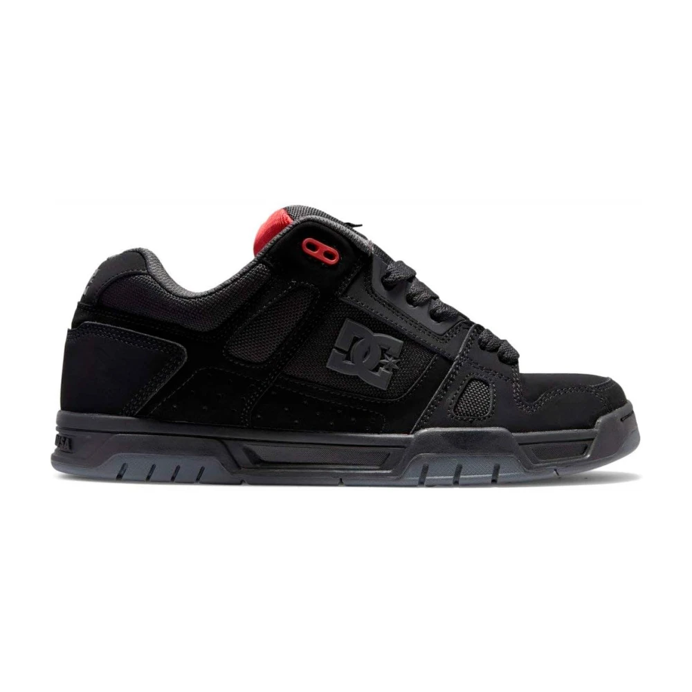 Dc Shoes Men's Black Sneakers,, Leather Trainers With Tpr Logo Size 8