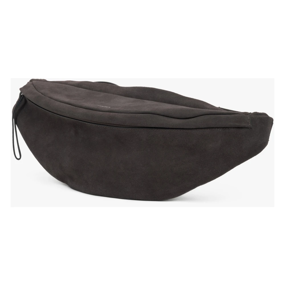 Estro Donkerbruine Fanny Pack voor heren gemaakt van natuurlijk velours Brown Heren