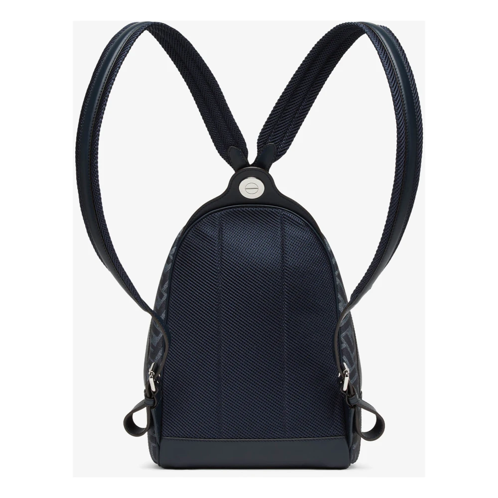 Fendi Blauwe leren schoudertas met FF-logo Blue Heren