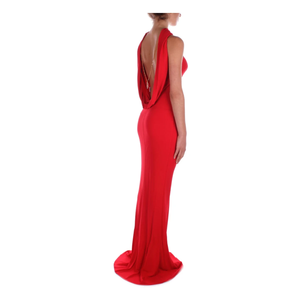 Elisabetta Franchi Red Carpet Rode Jurk Hanger Ketting Red Dames