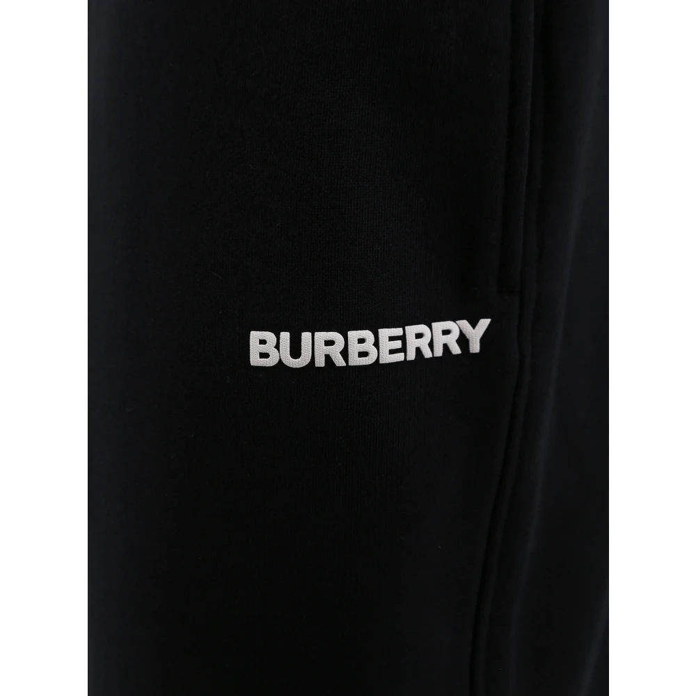 Burberry Zwarte Katoenen Shorts met Elastische Tailleband Black Heren