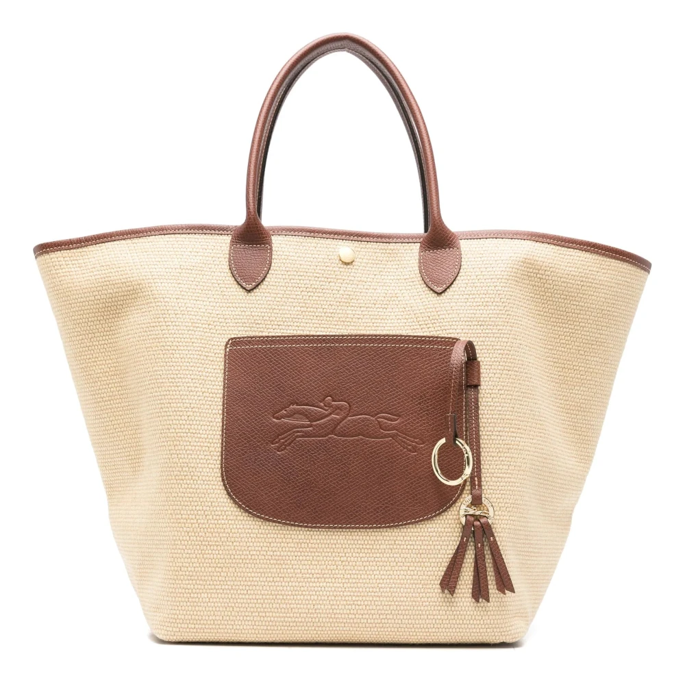 Longchamp Hopfällbar Korgväska i Brun Beige, Dam