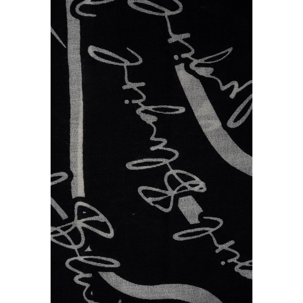 Blugirl Zwart Wol Logo Sjaal Franje Black Dames