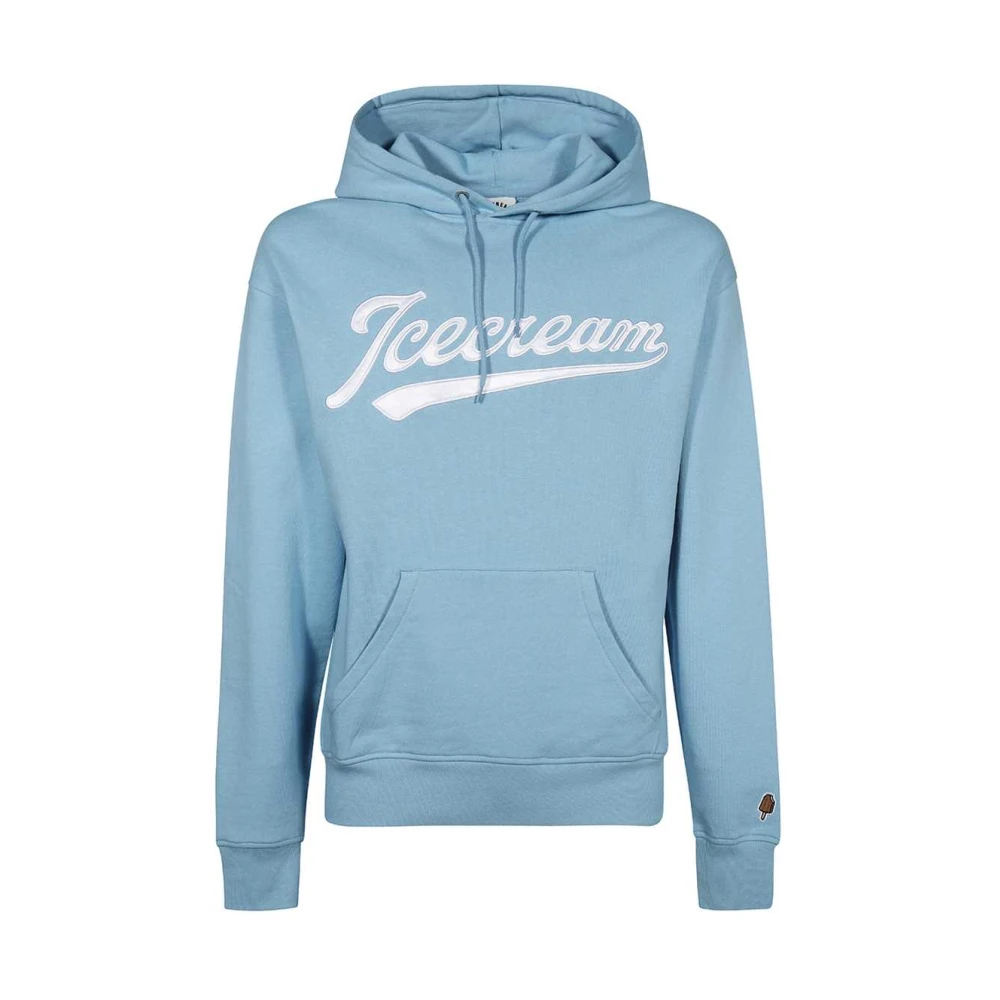 Icecream Geborduurde katoenen hoodie Blue Heren