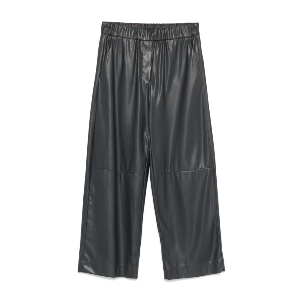 Antonelli Firenze Grijze Imitatie Leren Broek Rechte Pijp Gray Dames