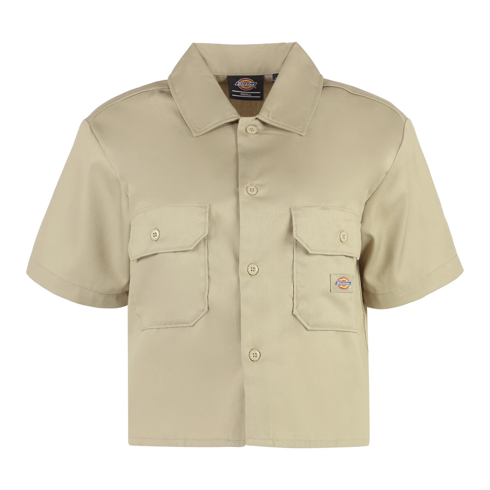 Dickies Katoenen overhemd met voorflapzakken Beige Dames