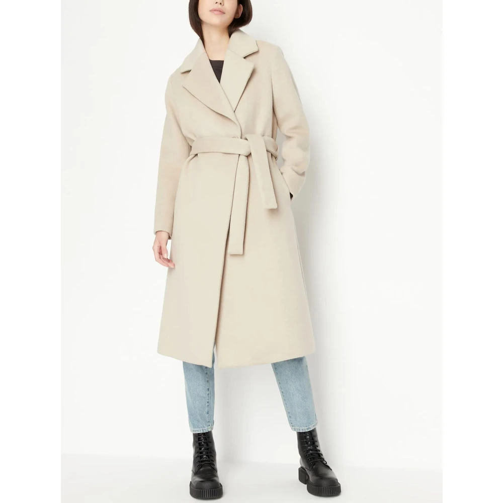 Armani Exchange Stijlvolle Jassen met Meerdere Zakken Beige Dames