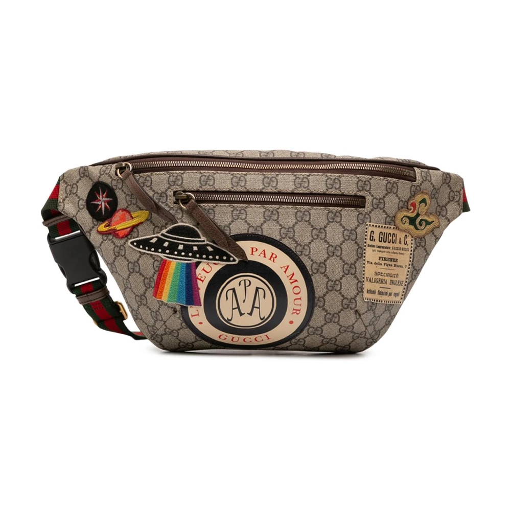 Gucci Vintage Women's Brown Pre-Owned Embroidered Belt Bag