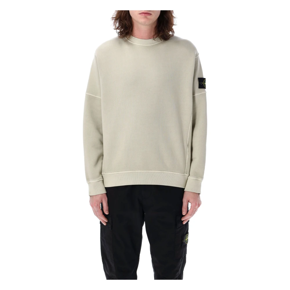 Stone Island Oversized Crewneck Sweatshirt Beige, Herr