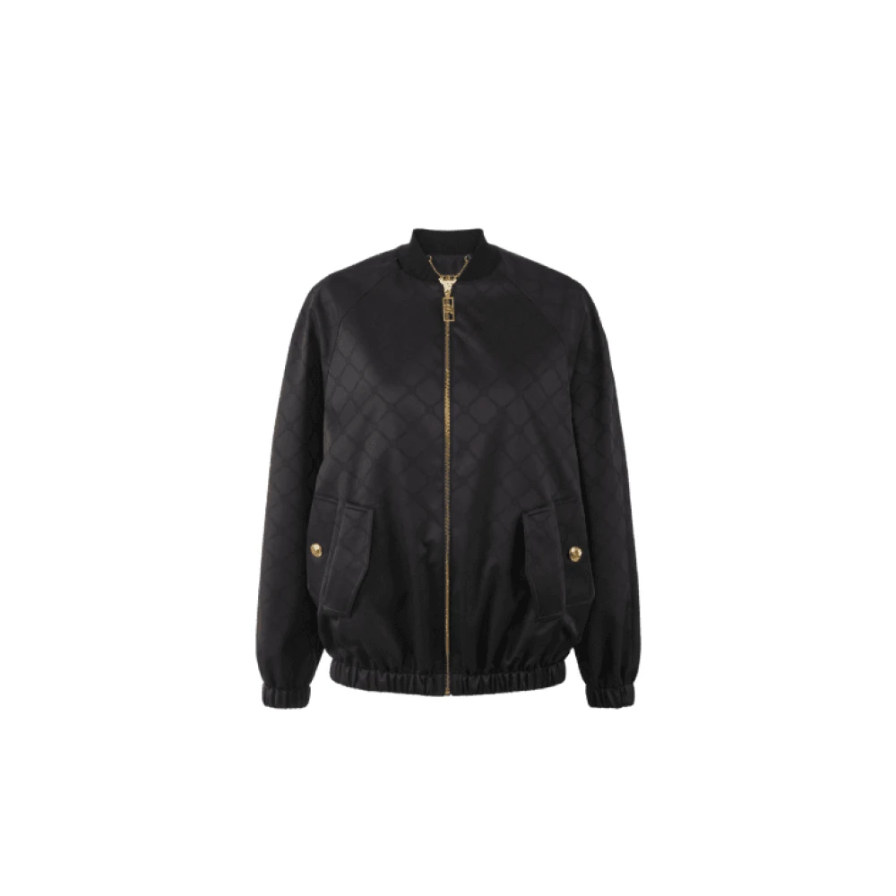 Elisabetta Franchi Jacquard Technische Stof Jas Black Dames