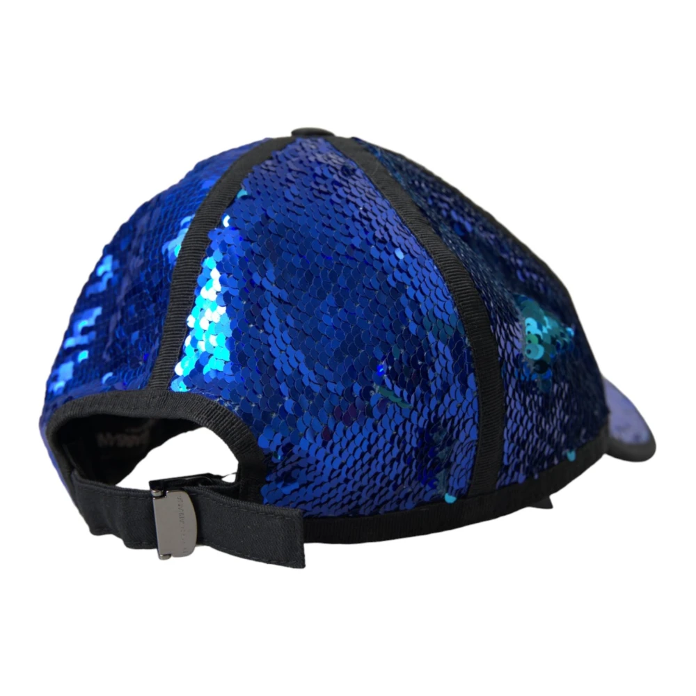 Dolce & Gabbana Blauwe Pailletten Baseballpet Mannen Blue Heren
