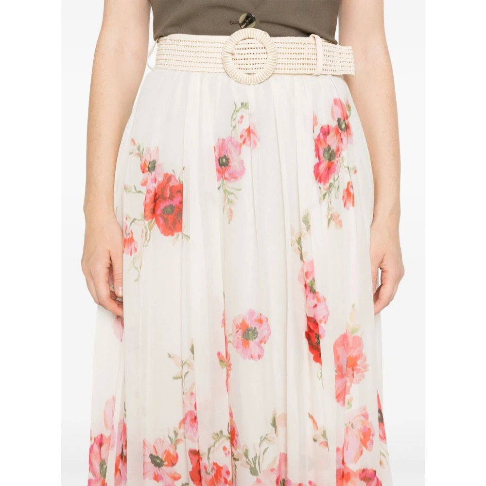 Zimmermann Witte Lightburst Bloemen Midi Rok Multicolor Dames