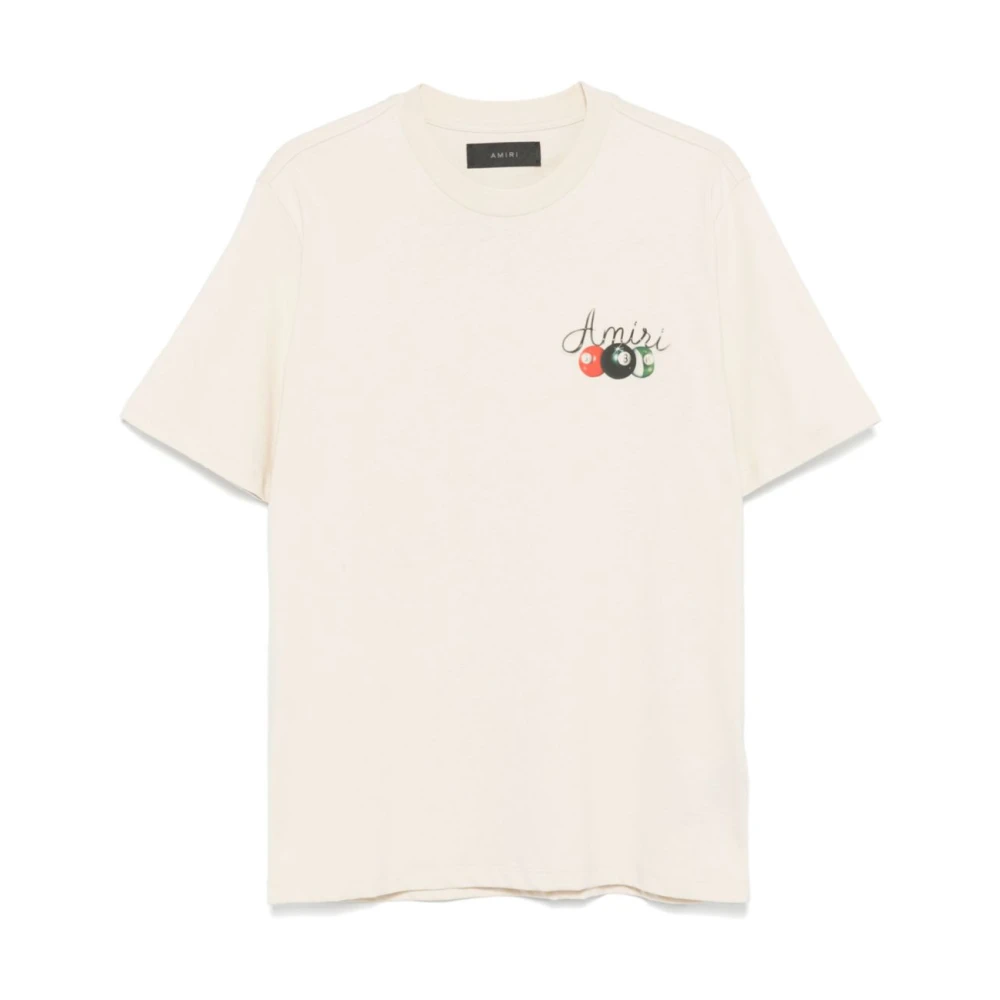 Amiri Grafisch Logo Beige Katoenen T-shirt White Heren