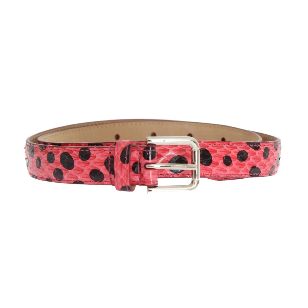 Dolce & Gabbana Roze Polka Snakeskin Zilveren Gesp Riem Pink Dames