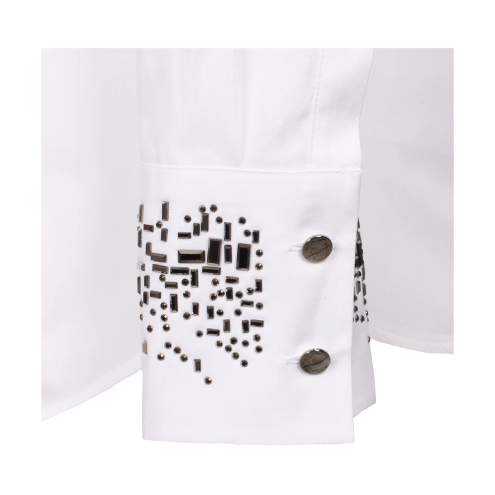 Max Mara Studio Katoenen overhemd met strassdetail White Dames