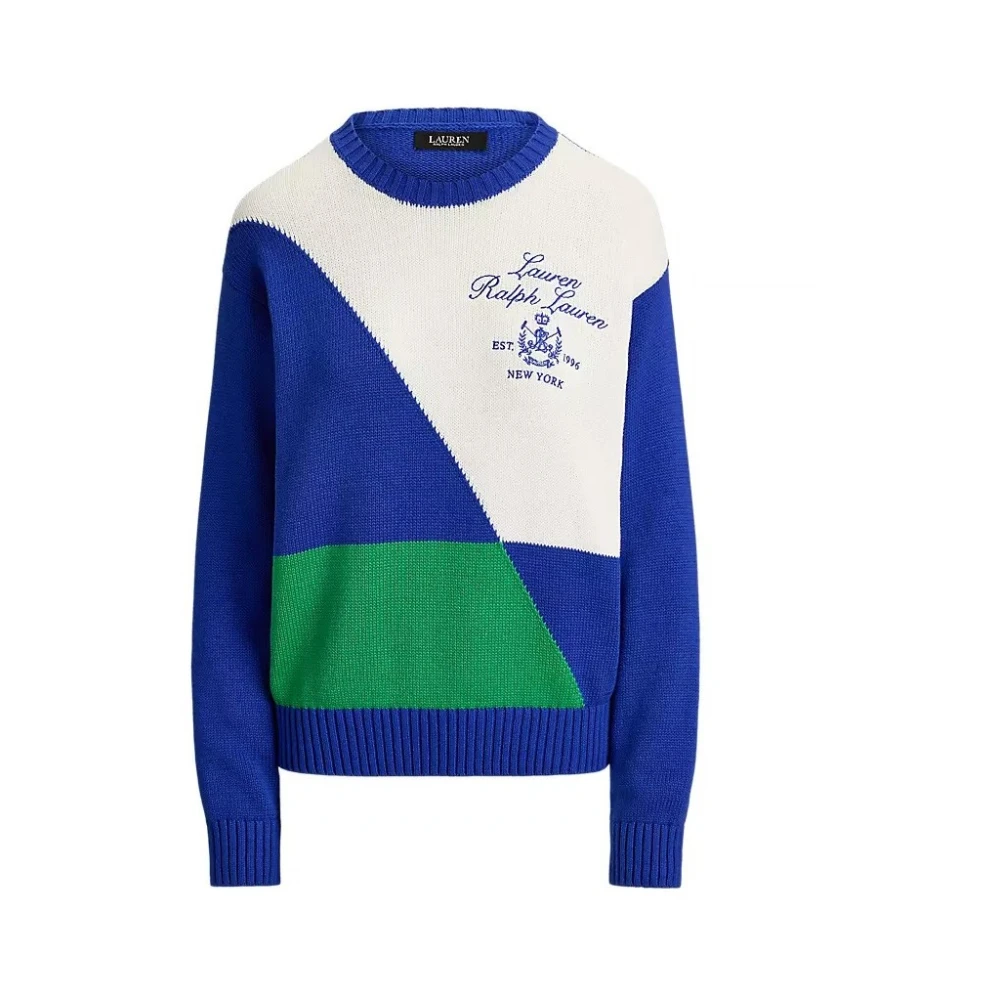 Ralph Lauren Women's Blue Round-Neck Knitwear, L, Vesta Crew-Neck Jumper