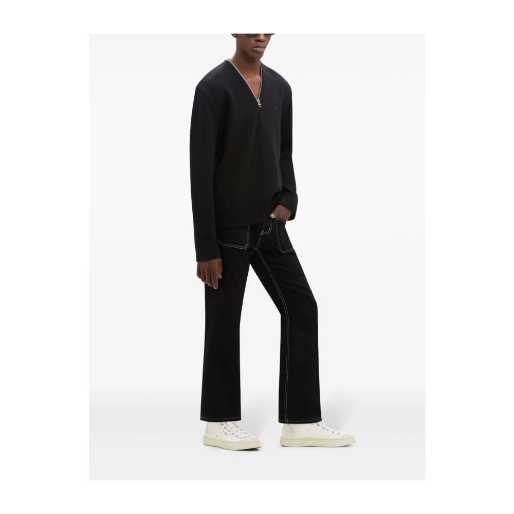 Courrèges Zwarte V-hals trui met logo Black Dames