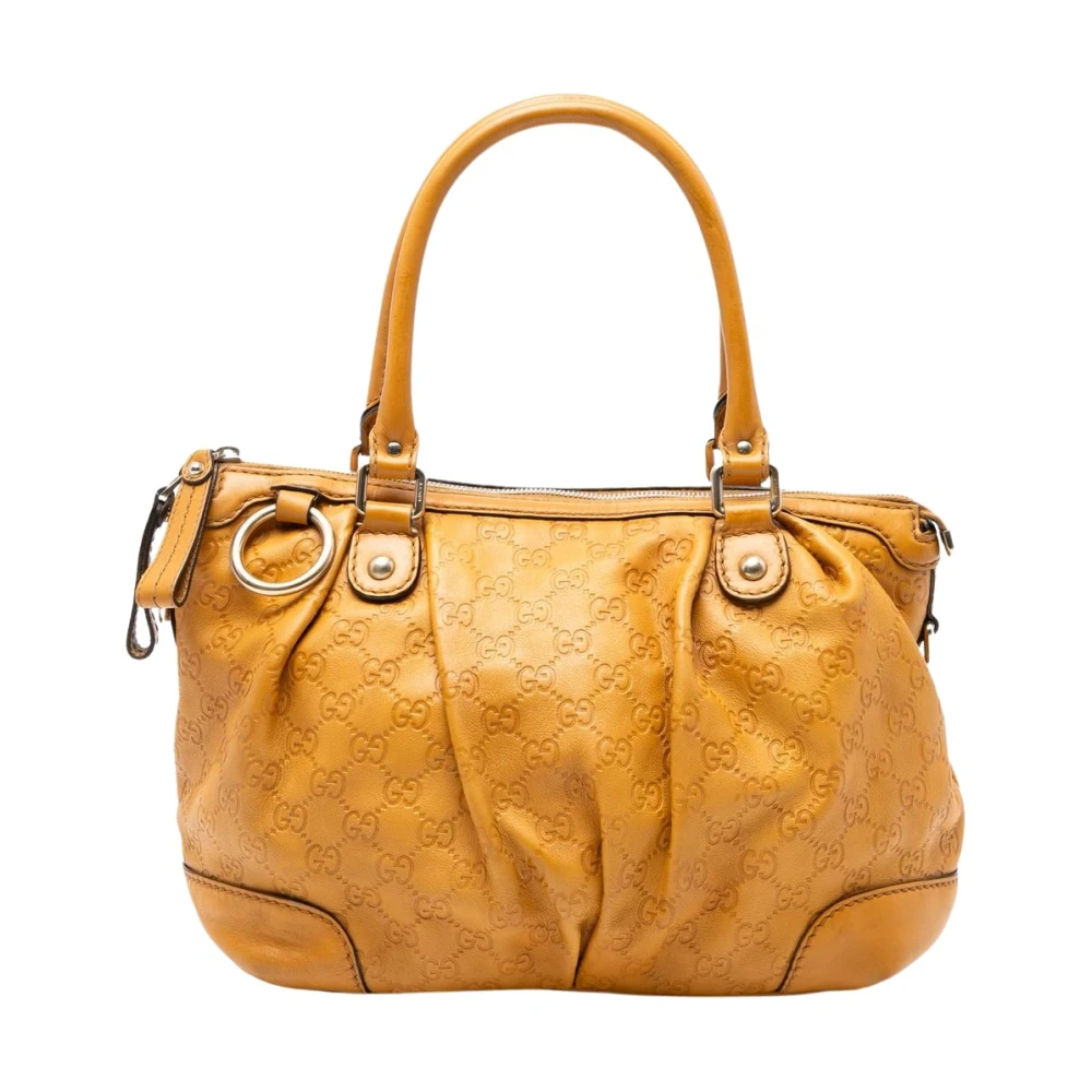 Gucci Vintage Women's Yellow Vintage Handbags, One Size, Pre-Owned Leather Satchel
