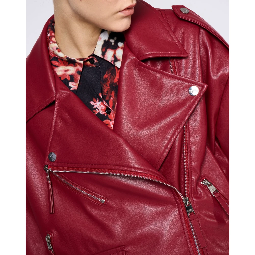 Silvian Heach Bikerjack met riem en rits Red Dames