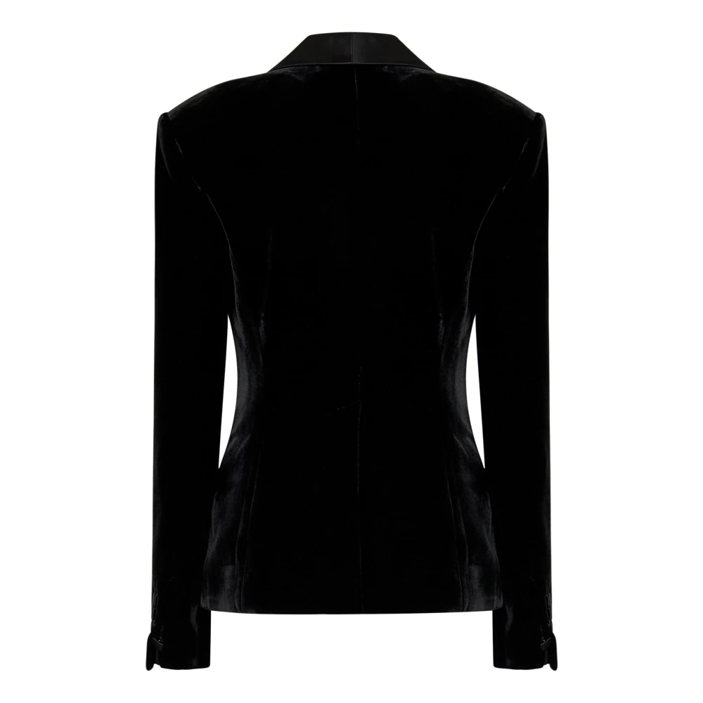 Dsquared2 Zwarte Zijden Satijnen Shawl Kraag Jas Black Dames