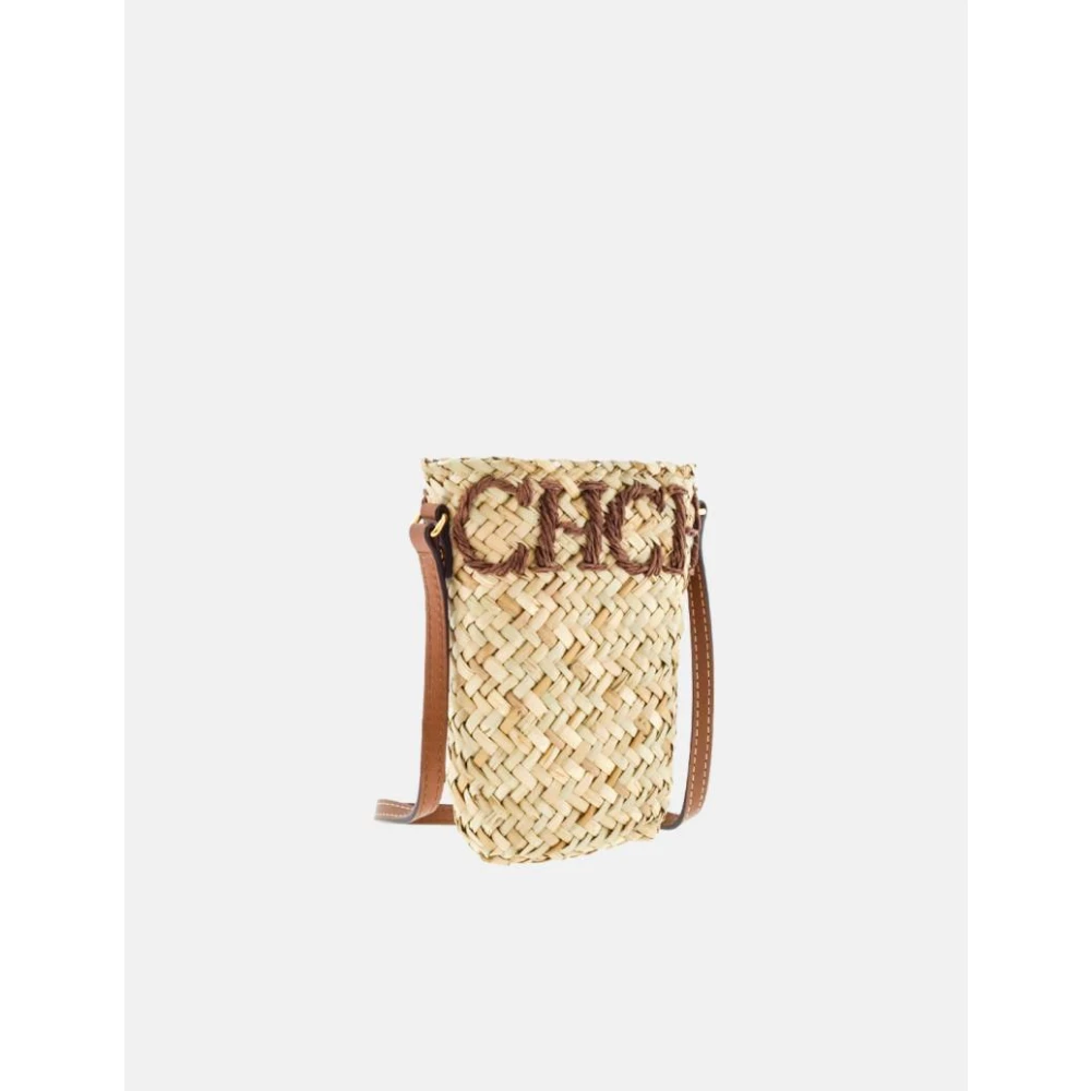 Carolina Herrera Mini Capazo Letters Bruine Tas Beige Dames