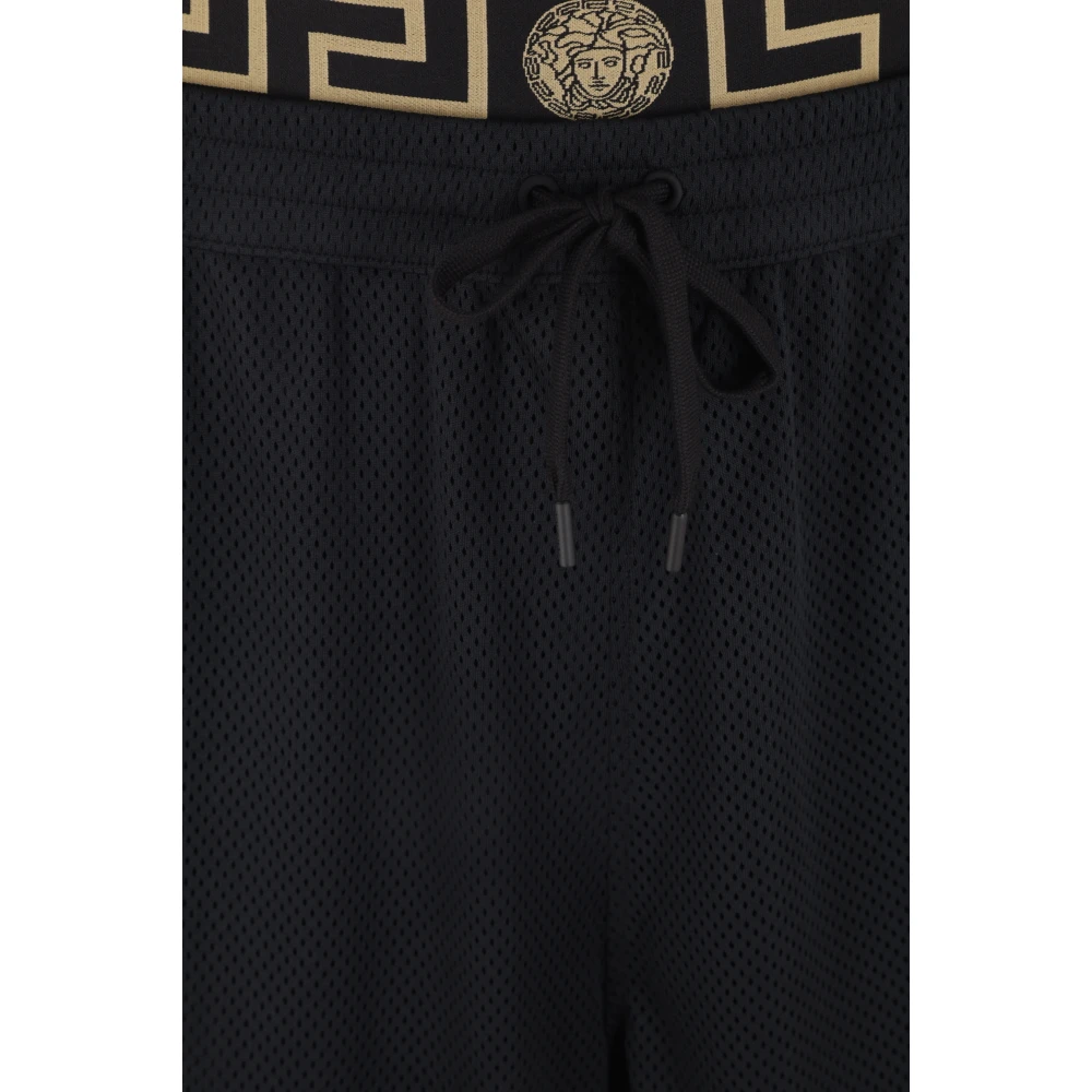Versace Zwarte Mesh Shorts met Medusa Tailleband Black Heren