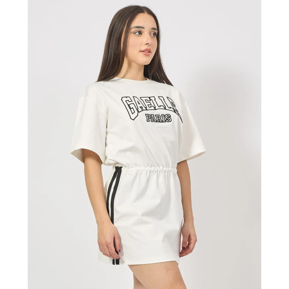 Gaëlle Paris Korte witte jurk met logoprint White Dames
