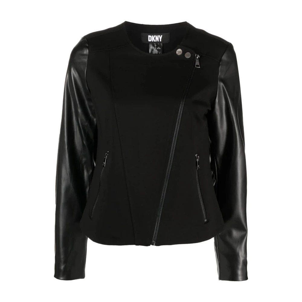 DKNY Zwarte Moto Jas Casual Stijl Black Dames