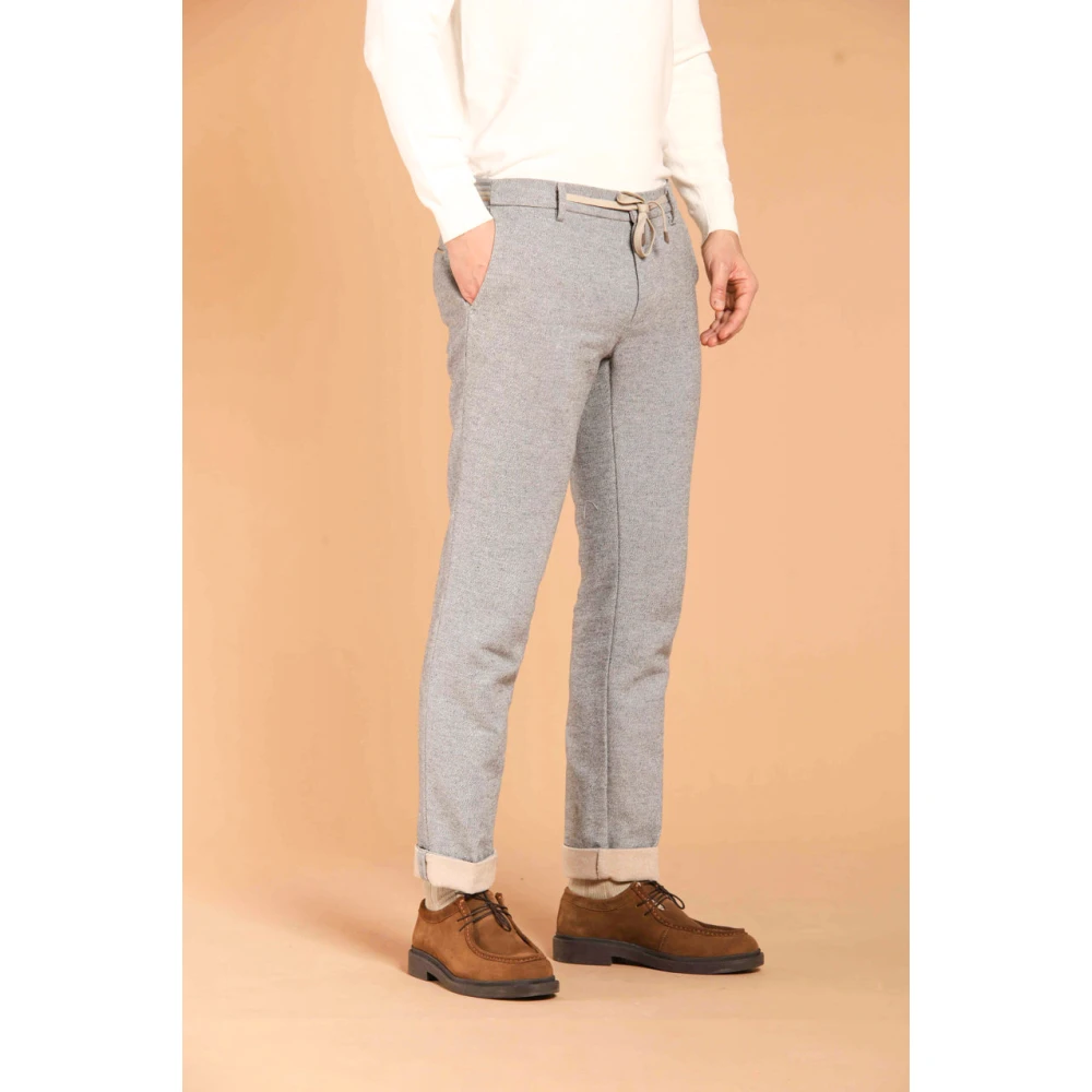 Mason's Grijze Katoen Wol Effect Chino Jogger Broek Gray Heren