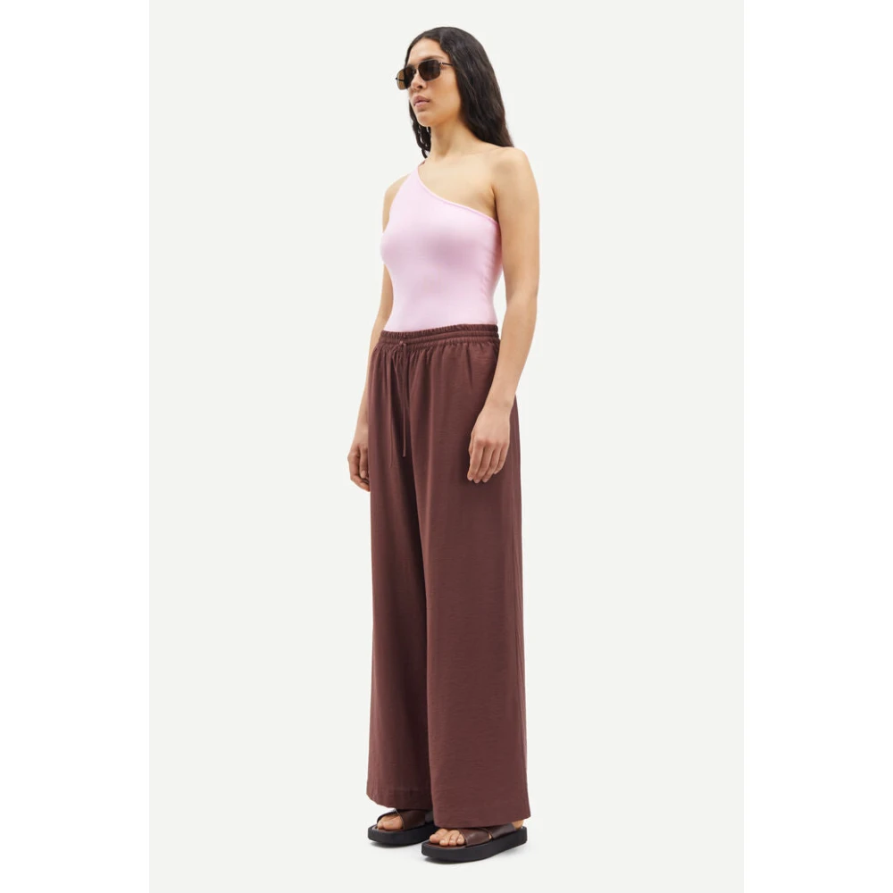 Samsøe Wide Leg Trousers Brown Dames