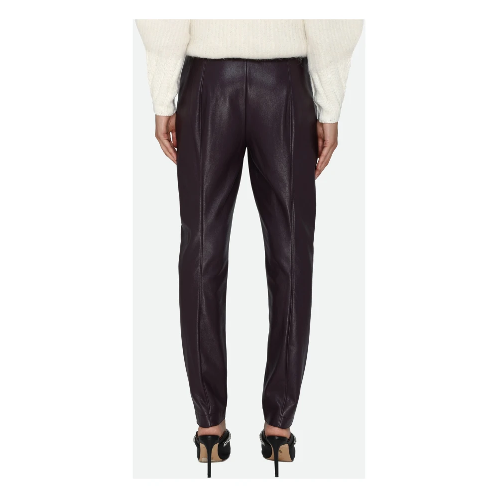 PATRIZIA PEPE Bordeaux Leren Skinny Broek Purple Dames