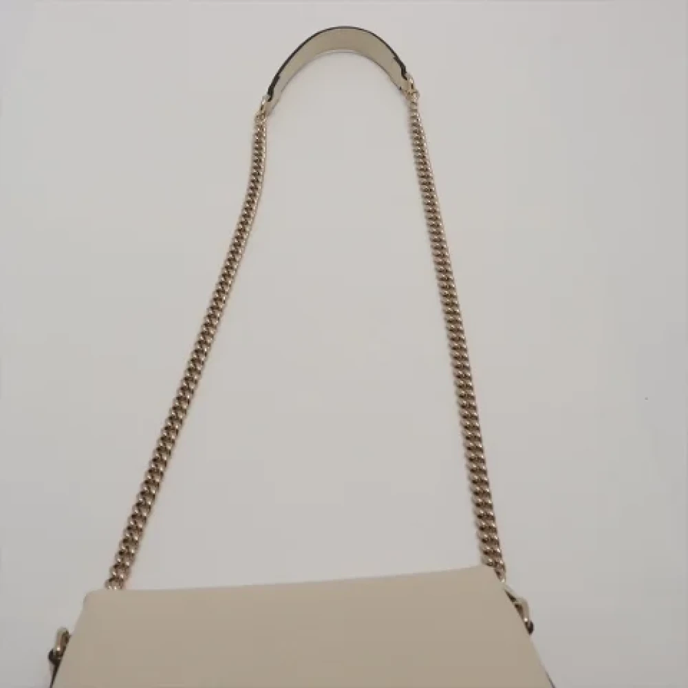 Gucci Vintage Beige Leren Gucci Schoudertas Beige Dames