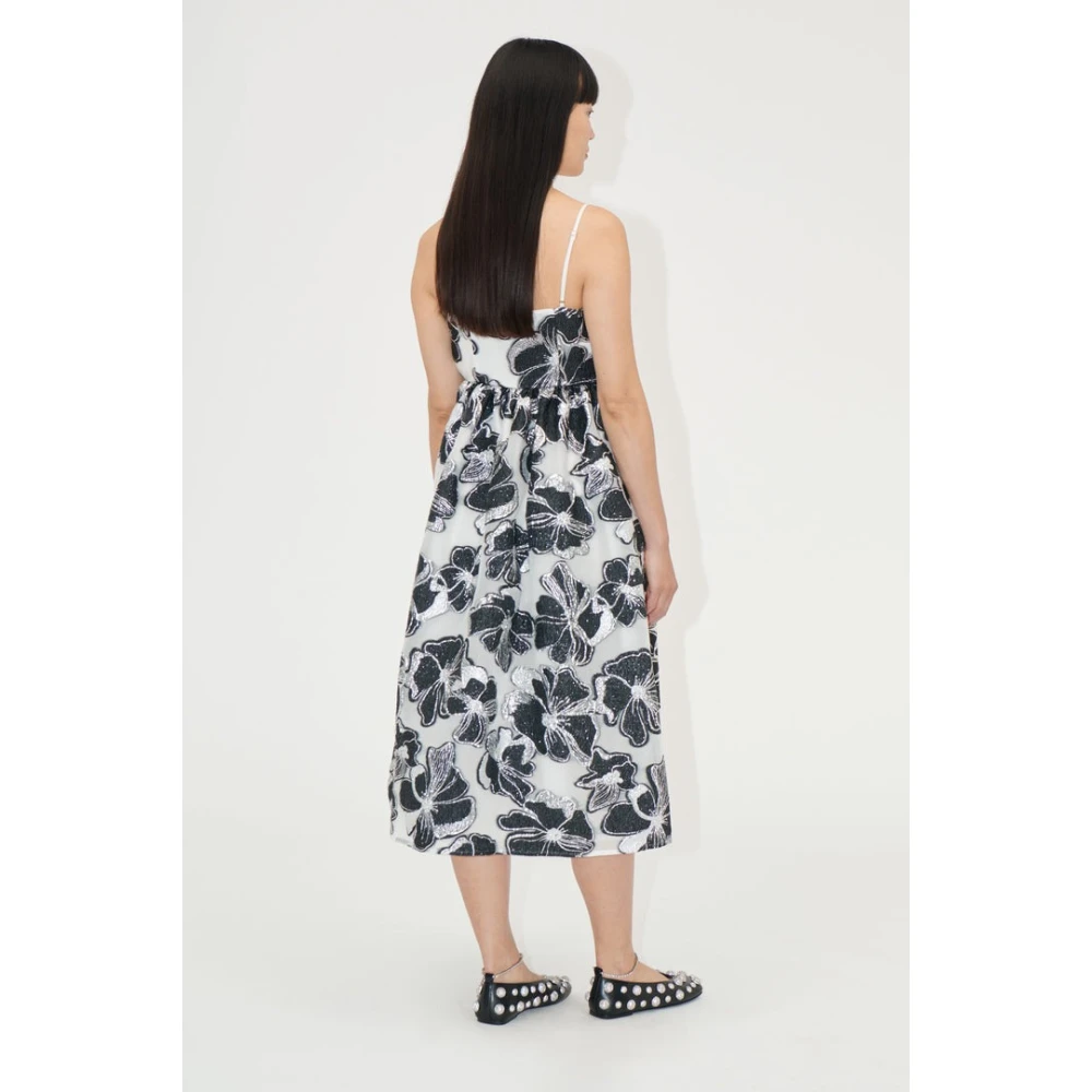Stine Goya Anemone Jacquard Midi Jurk Black Dames