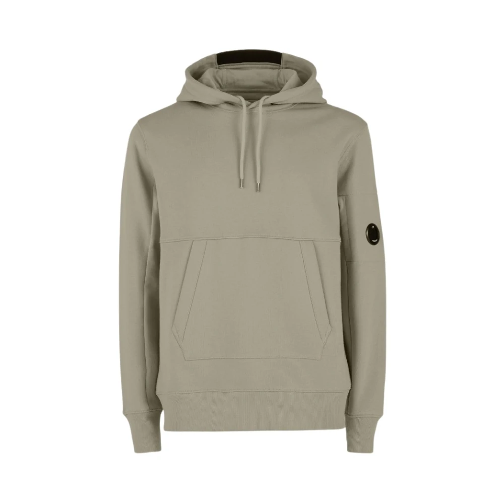 C.p. Company Men's Beige Diagonal Raised Fleece Arm Lens Hoody