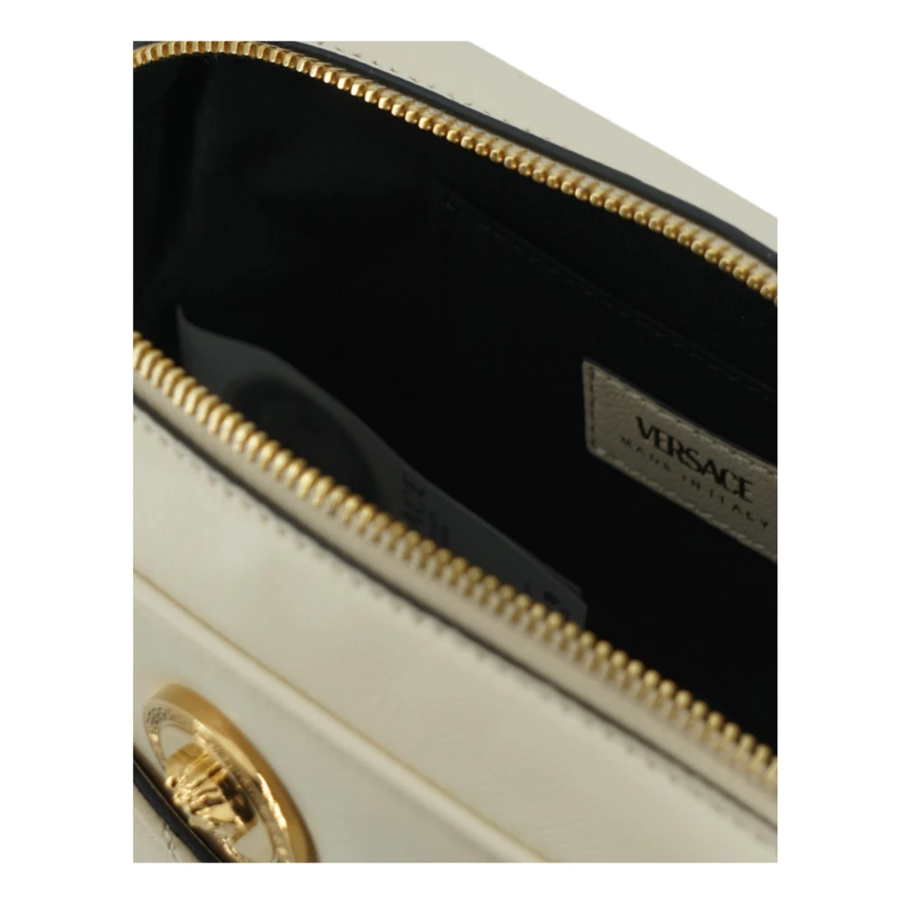 Versace Witte Leren Crossbody Tas Beige Dames