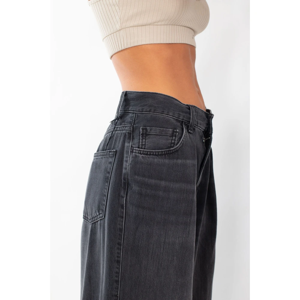 Haikure Zwarte Was Geplooide Jeans Black Dames