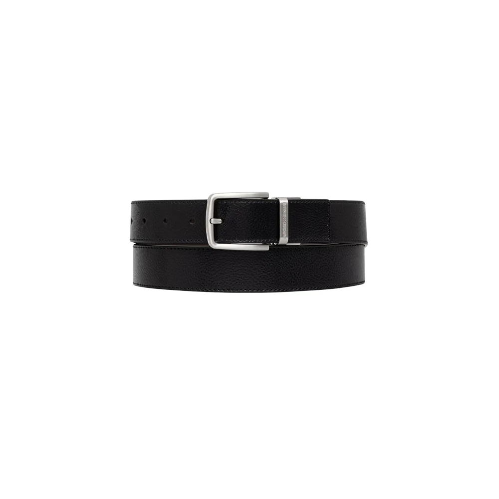 Emporio Armani Reversible Leather Belt - Male - Belts - Black - One Size - Accessories